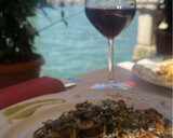 A picture of step 5 of Tagliolini al nero di seppia con granchio – Venetian squid ink tagliolini with crab.
