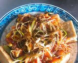 Hình bước làm 2 của món Đậu phụ sauce rau củ chua cay (món chay)
