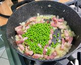 Une image de l'étape 9 de Torsades rouges au lard, petits pois et Boursin®️.