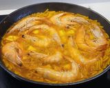 A picture of step 3 of Fideuá with Squid and Shrimp with Dill Aioli.