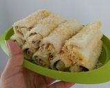 Foto langkah ke 5 dari resep Pisang coklat gulung roti tawar.