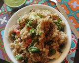 A picture of step 4 of Buckwheat veg pulao.
