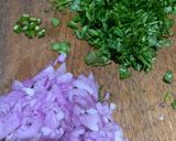A picture of step 1 of Methi Rice (Fenugreek leaves).