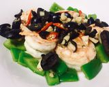 รูปขั้นตอนการทำที่ 2 ของ กุ้งราดมะกอกดำพริกกระเทียม(เเปลงจากเมนูแต้จิ๋วแบบดั้งเดิม)