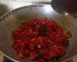 A picture of step 2 of Sev Tomato Sabji - Gujarati dinner sabji with butter roti.