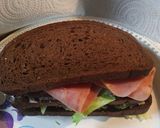 A picture of step 8 of Ham and Eggs on Rye Pumpernickel Bread.