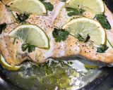 A picture of step 3 of Salmon roast in butter, lemon and coriander.
