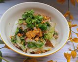 Hình bước làm 2 của món Cải dún xào thịt xay tóp mỡ