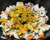 A picture of step 2 of Mixed vegetables with puffed rice.