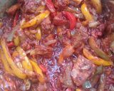 A picture of step 2 of Sunday meal pasta.