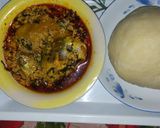 A picture of step 4 of Poundo yam, Egwusi and fresh fish.