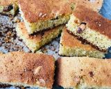 A picture of step 4 of Basbousa (semolina cake).