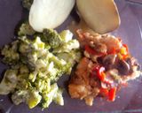 Foto del paso 7 de la receta: Filete de pescado con champiñones, papa cocida y brócoli