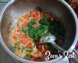 A picture of step 2 of Aloo Suvaa Paalak.