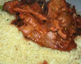 A picture of step 8 of Turkish couscous with gizzard sauce.