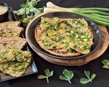 A picture of step 8 of Stuffed Bajri rotlo with spring onions and methi.