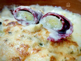 Puerros gratinados con cecina y bechamel