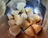 A picture of step 1 of Aloo ka achar.