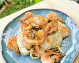 A picture of step 5 of Spaghetti Alfredo with Rosemary Butter Shrimp.