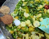 A picture of step 8 of Jain Veg Kolhapuri.