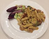 A picture of step 6 of Wholewheat pasta with sun- dried tomatoes, courgette and chorizo.