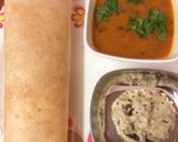 A picture of step 6 of Masala dosa with coconut chutney.