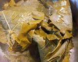 A picture of step 1 of Golden Beets with Grape Leaves.
