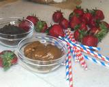 Strawberries covered in black &white chocolate and dulce de leche