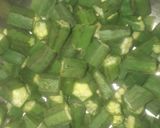 A picture of step 1 of Lady finger with onion and karonde(karissa carandas).
