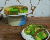 Foto langkah ke 10 dari resep Bolu Marmer 3 warna (hijau, kuning dan cokelat).