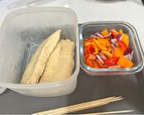 A picture of step 1 of Grilled Vegan Skewers with Tofu Skin and Bell Peppers.