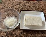 A picture of step 1 of Mizuna salad with tofu Caesar dressing.