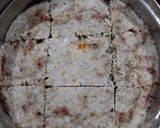 A picture of step 4 of Moong and Urad Dal dhokla.