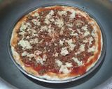 A picture of step 6 of Pizza with beef qeema filling.