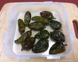 A picture of step 2 of Lee's Air Fryer Roasted Pablano and Jalepeno Peppers.