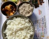 A picture of step 1 of Coconut Rice with Jaggery.