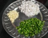 A picture of step 1 of Potato soyabean chilli.