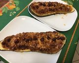 Une image de l'étape 10 de Courgette géante farcie sucrée salée au bœuf, pommes, tomates cerises et fromages.