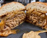 A picture of step 12 of BBQ Pork n’ Cheddar Burger.