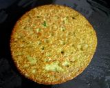A picture of step 8 of Louki pancake make with leftover rice.
