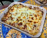 Une image de l'étape 22 de Gratin de courgettes jaunes et poivrons bicolores au jambon, mozzarella et crème de parmesan.
