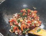 A picture of step 7 of Jowar Bhakri and pithla.