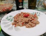 A picture of step 4 of Panzanella with Multigrain Bread, Vegetables, Tuna, and a Hint of Balsamic Vinegar.