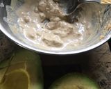 A picture of step 1 of Keto Friendly Avocado with tahini and hemp seed.