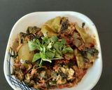 A picture of step 3 of Methi Brinjal Fry.