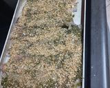 A picture of step 3 of Hake with Basil and Dukkah crust.