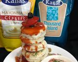 A picture of step 4 of Rainbow bread tower.