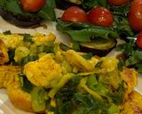 Foto del paso 3 de la receta: Pollo a la plancha con ensalada de berenjenas a la plancha, espinaca y tomates cherry