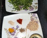 A picture of step 1 of Methi stuffed besan chilla.
