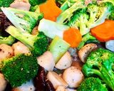 Hình bước làm 2 của món Bông Cải Xanh Xào Cá Viên+Nấm Đông Cô